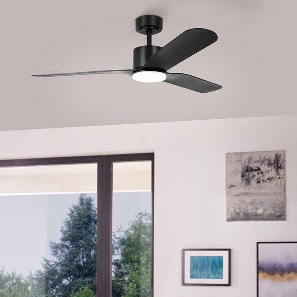 Eglo Iluka DC Motor 132cm Black LED Light & Remote Ceiling Fan
