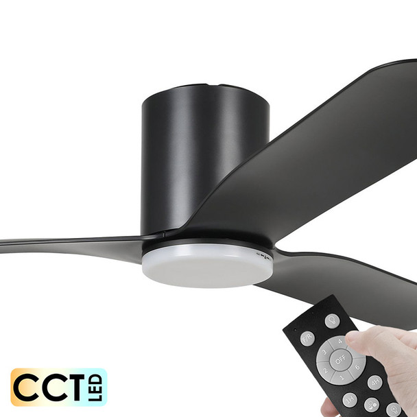 Eglo Iluka Hugger DC Motor 132cm Black LED Light & Remote Ceiling Fan