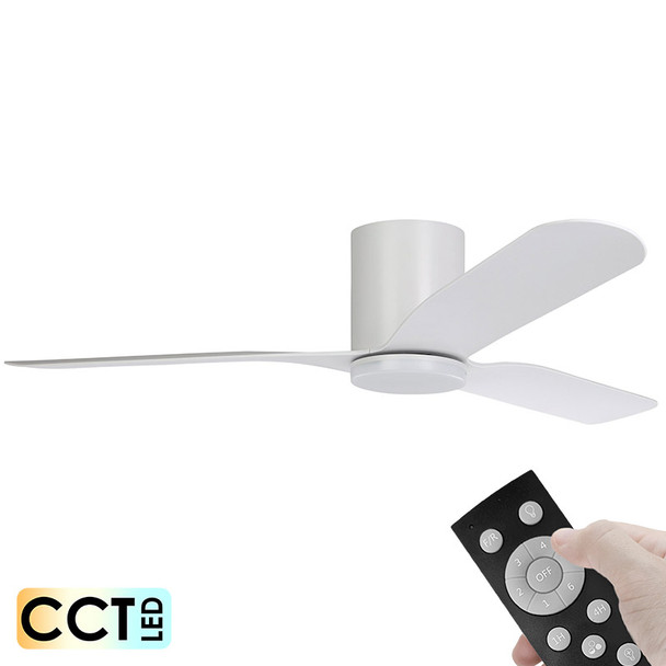 Eglo Iluka Hugger DC Motor 152cm White LED Light & Remote Ceiling Fan