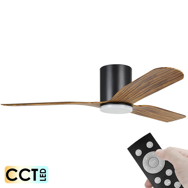 Eglo Iluka Hugger DC Motor 152cm Black/Rustic LED Light & Remote Ceiling Fan