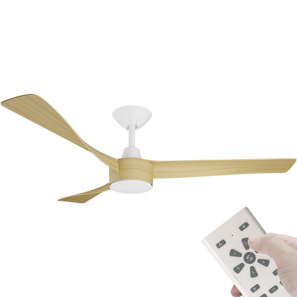 Calibo Turaco DC Motor 132cm White/Bamboo & Remote Ceiling Fan