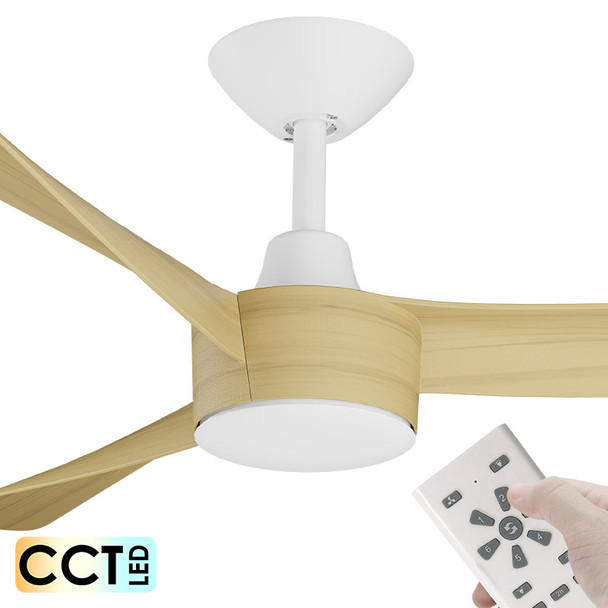 Calibo Turaco DC Motor 142cm White/Bamboo LED Light & Remote Ceiling Fan