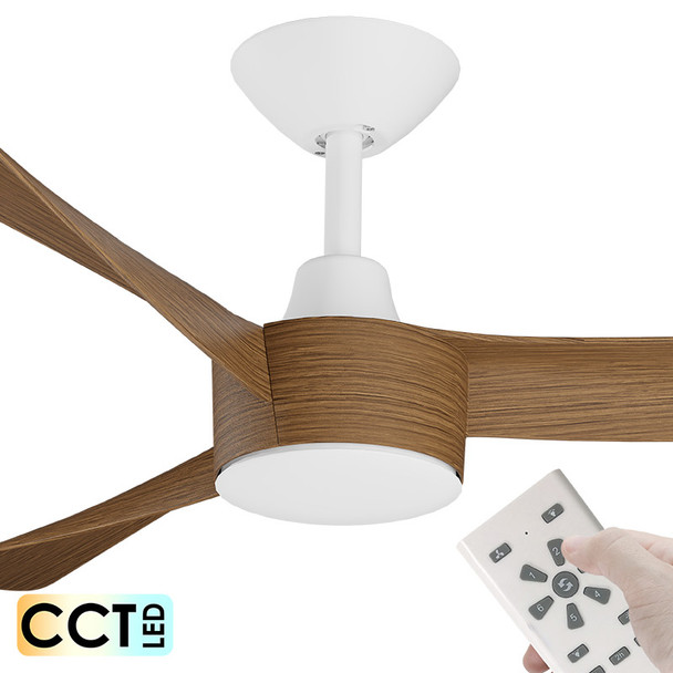 Calibo Turaco DC Motor 142cm White/Koa LED Light & Remote Ceiling Fan