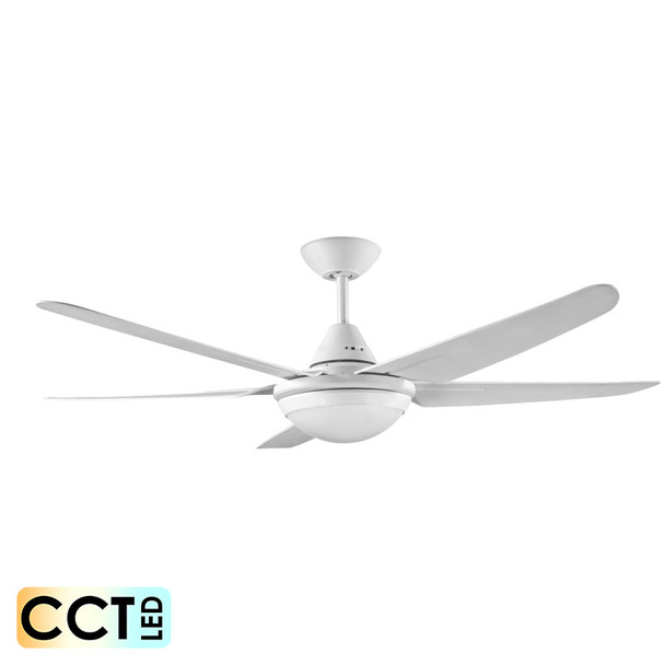 Deka Randle 130cm White Plastic Indoor/Outdoor Ceiling Fan & CCT LED