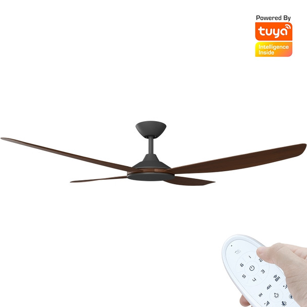 Calibo Vanga Smart DC Ceiling Fan 142cm Black With Koa & Remote