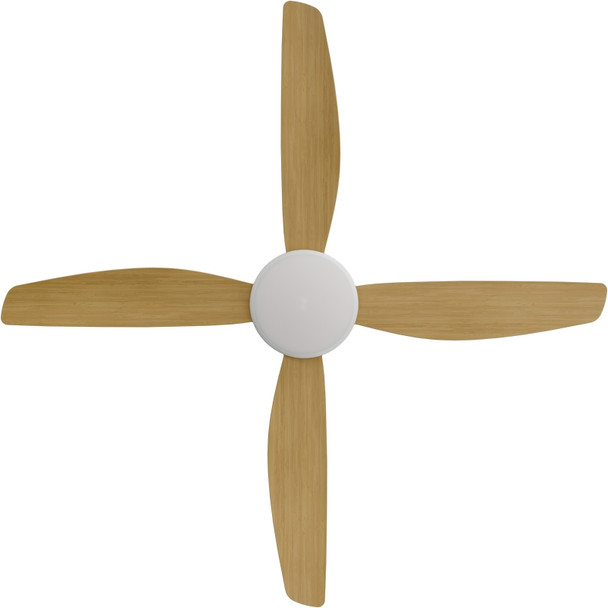 Calibo Vanga Smart DC Fan 142cm White With Bamboo LED Light & Remote