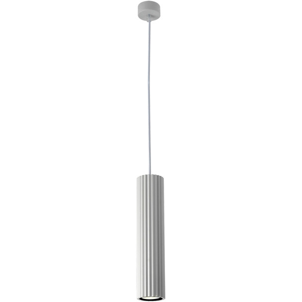 Calibo Canary 300mm White Ribbed Tube Hanging Pendant