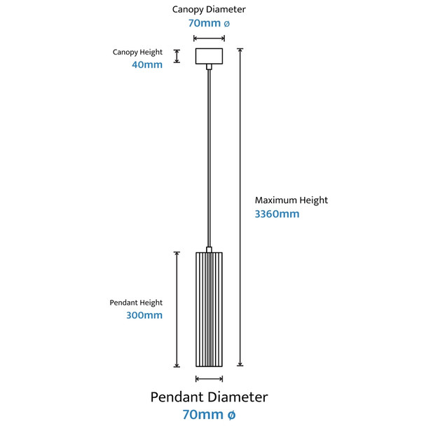 Calibo Canary 300mm White Ribbed Tube Hanging Pendant