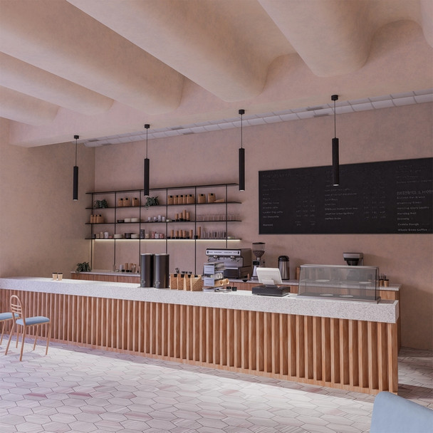 Calibo Canary 300mm White Ribbed Tube Hanging Pendant