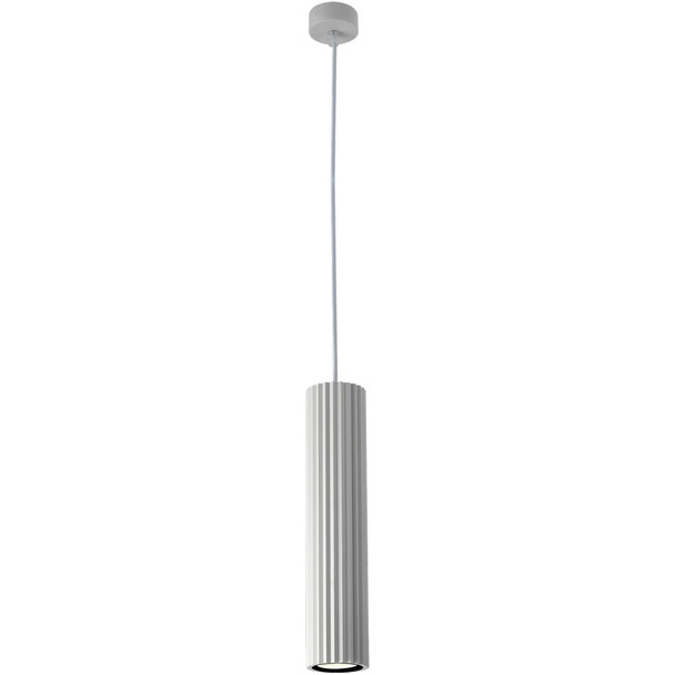 Calibo Canary 500mm White Ribbed Tube Hanging Pendant