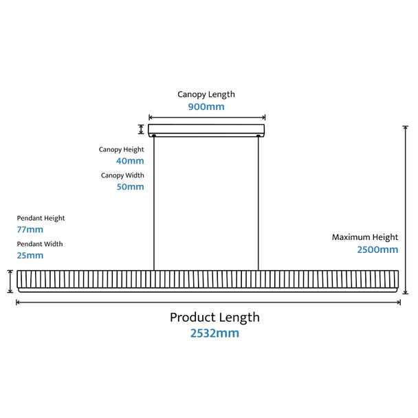 Calibo Prinia 253cm 76w CCT LED White Hanging Pendant