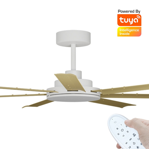 Calibo Alula Smart DC Ceiling Fan 152cm White With Bamboo & Remote