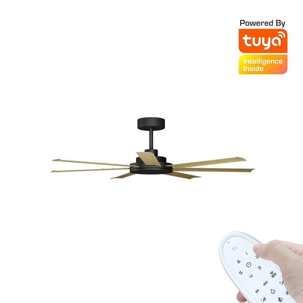 Calibo Alula Smart DC Ceiling Fan 152cm Black With Bamboo & Remote