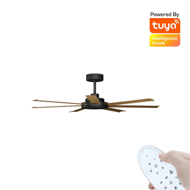 Calibo Alula Smart DC Ceiling Fan 152cm Black With Teak & Remote