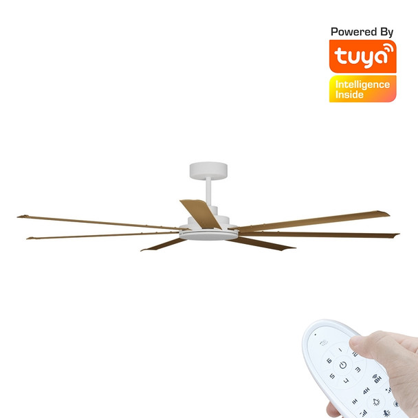 Calibo Alula Smart DC Ceiling Fan 203cm White With Teak & Remote