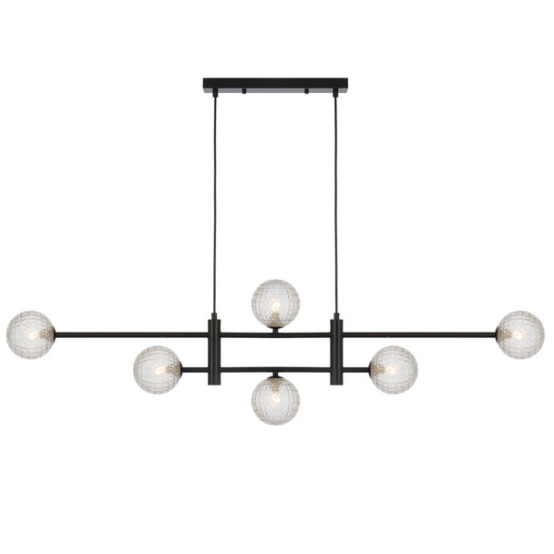 Telbix Tyson 6 Light Black & Glass Hanging Pendant