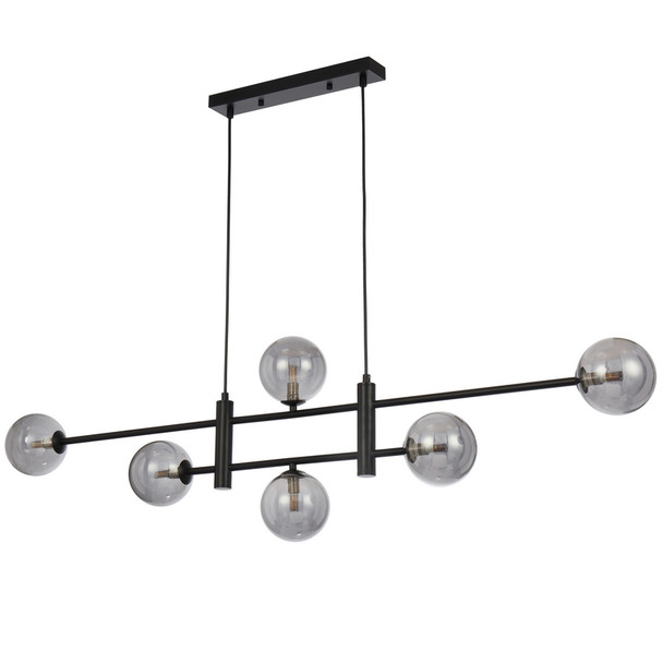 Telbix Tyson 6 Light Black & Glass Hanging Pendant
