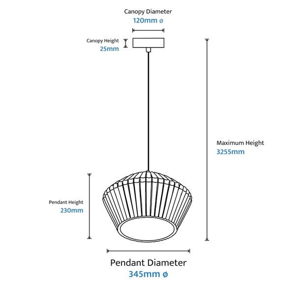Calibo Munia 345mm Gypsum 1 Light Hanging Pendant