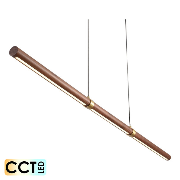 Calibo Aquila 150cm 24w CCT LED Walnut & Black Hanging Pendant