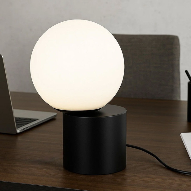 Telbix Setra Black & Opal Glass LED Touch Table Lamp