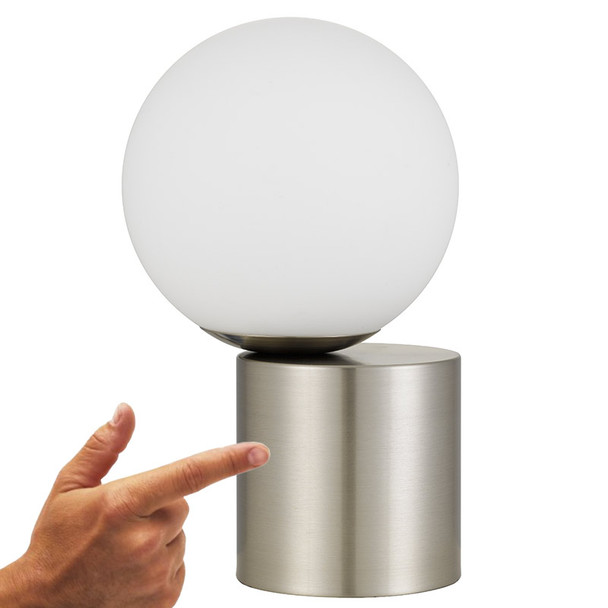 Telbix Setra Nickel & Opal Glass LED Touch Table Lamp