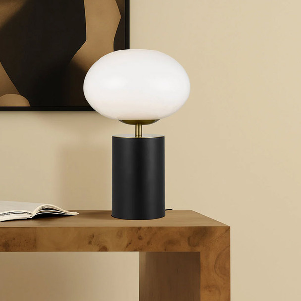 Telbix Notal Black & Opal Glass LED Touch Table Lamp