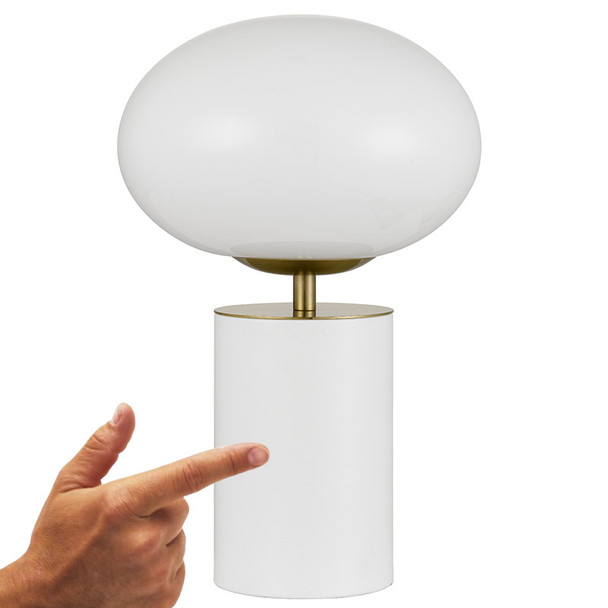 Telbix Notal White & Opal Glass LED Touch Table Lamp
