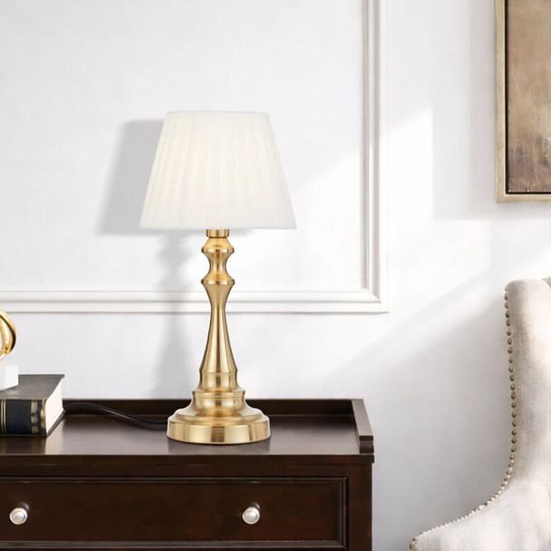 Telbix Loren Antique Gold & Ivory Fabric LED Touch Table Lamp
