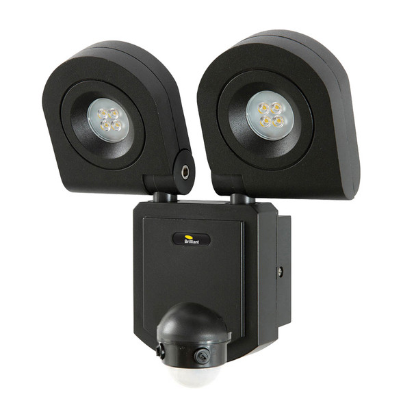 Brilliant Arcolux 2 X 10w LED Exterior Spotlight & Sensor Black