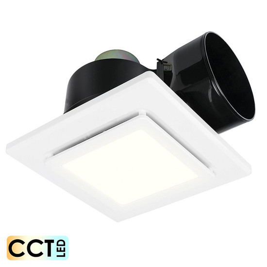 Brilliant Sarico Large White Square Exhaust Fan & 15w CCT LED Light ...