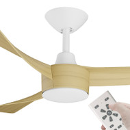 Calibo Turaco DC Motor 132cm White/Bamboo & Remote Ceiling Fan