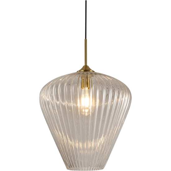 Calibo Ribbon 36cm Clear Ribbed Glass Hanging Pendant - Galaxy Lighting ...