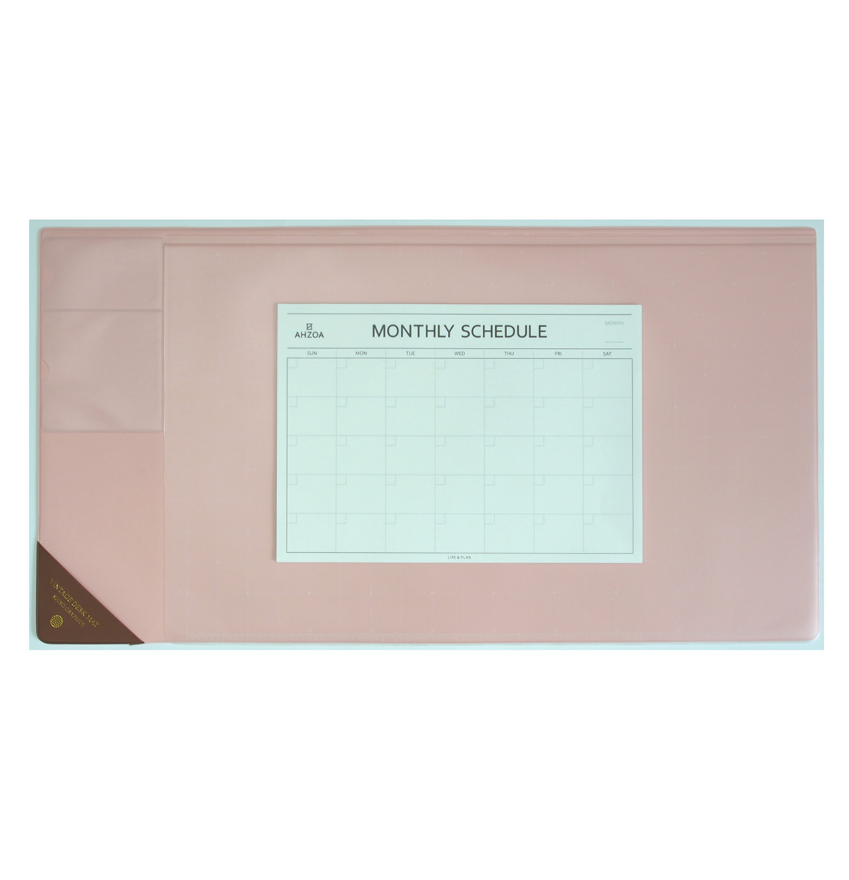 Vintage Desk Mat Ver 2 With Monthly Schedulers Pink Ahzoa