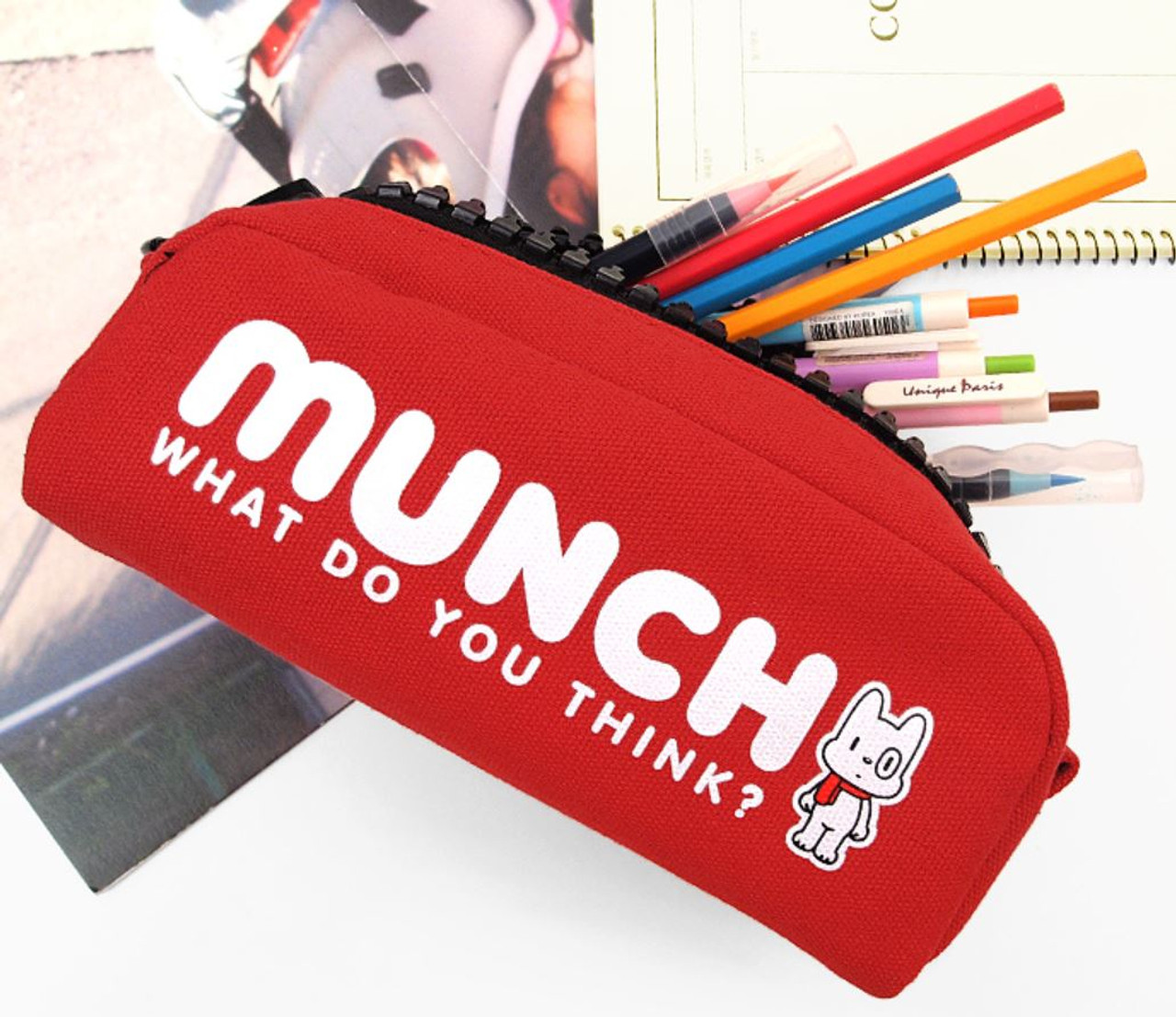 Munch King Zipper Pencil Pouch(Red) - AHZOA