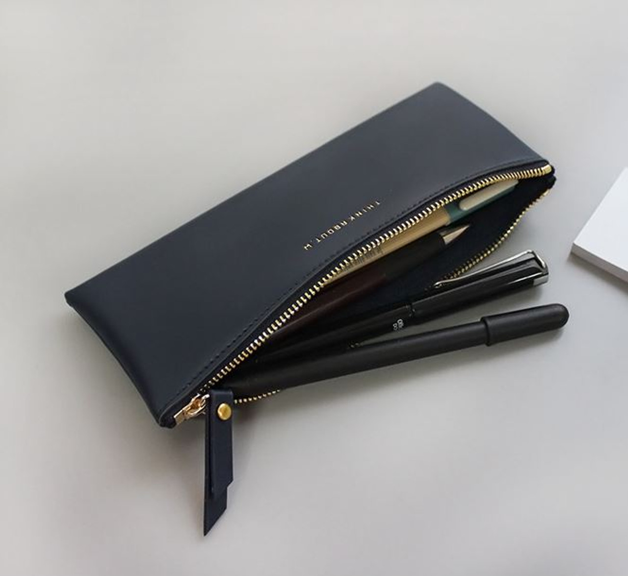 Line Flat Pencil Case(Black)