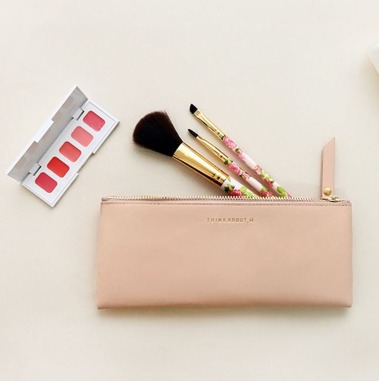 Line Flat Pencil Case(Pink)