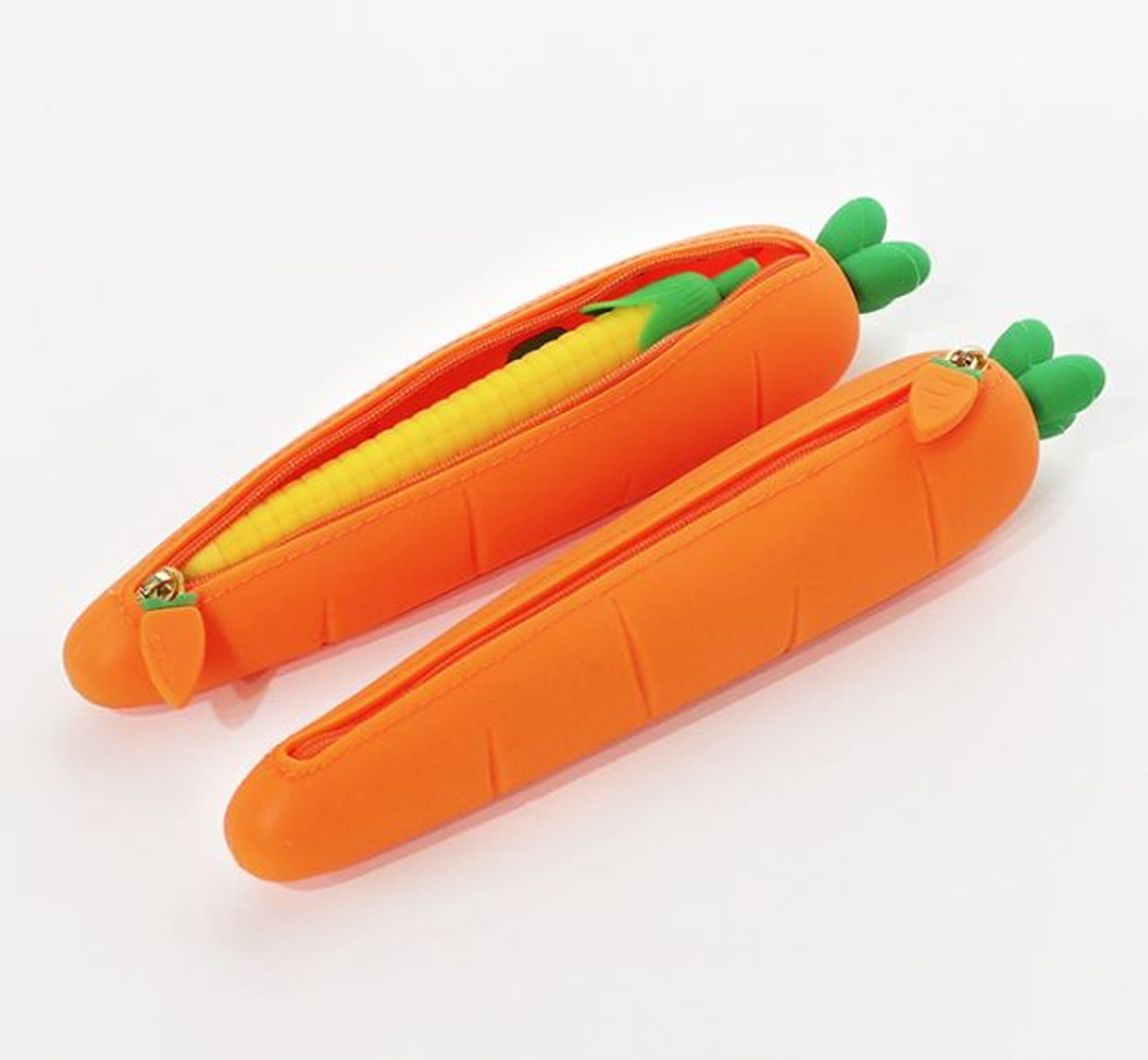 PINKFOOT Cute Carrot Pencil Case Set - Pack of 10pcs,Large Capacity Soft  Silicone Carrot Pen Pouch