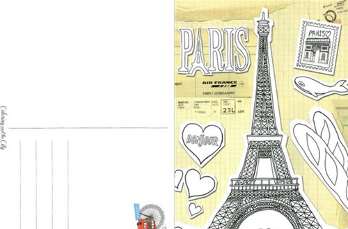 Coloring and the city 32 Postcards With 12 Mini Color Pencils - AHZOA