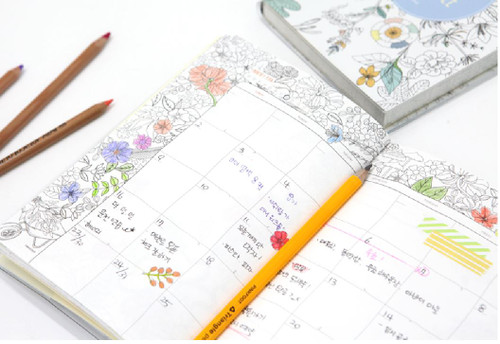 Coloring Diary (Blue) With 12 Mini Color Pencils(Shipping for only US ...