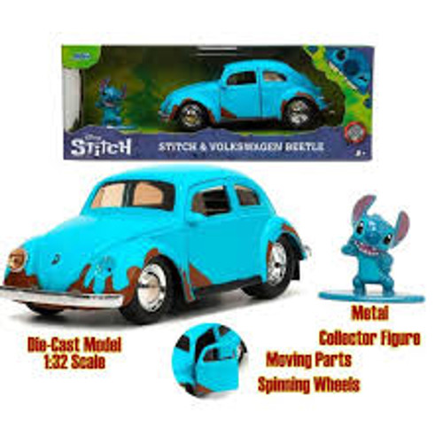 Lilo & Stitch - VW Beetle (Blue 1:32 Scale with Stitch MetalFig Lilo & Stitch - VW Beetle (Blue 1:32 Scale with Stitch MetalFig