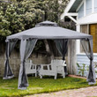 Outsunny 3 x 3 m Gazebo Garden Outdoor 2-Tier Roof Marquee Party Tent Grey