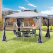 Outsunny 3 x 3 m Gazebo Garden Outdoor 2-Tier Roof Marquee Party Tent Grey