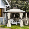 Outsunny 3.4m Steel Frame Gazebo Pavillion With Curtains And 2 Tier Roof