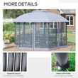 Outsunny Hexagon Gazebo With Netting Steel Frame Grey 4 x 4.7