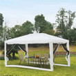 4x3M Gazebo With Mesh Sides White