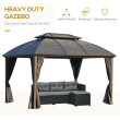 3.65 x 3M Aluminium Hardtop Gazebo With Double Roof And Sidewalls