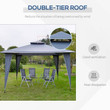 3.5m x 3.5m Gazebo With Double Tier Roof Grey