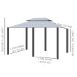 4x3M Steel Frame Gazebo With Sidewalls Grey