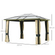 Outsunny 3 x 3.6m Polycarbonate Roof Gazebo With Curtains