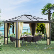Outsunny 3 x 3.6m Polycarbonate Roof Gazebo With Curtains